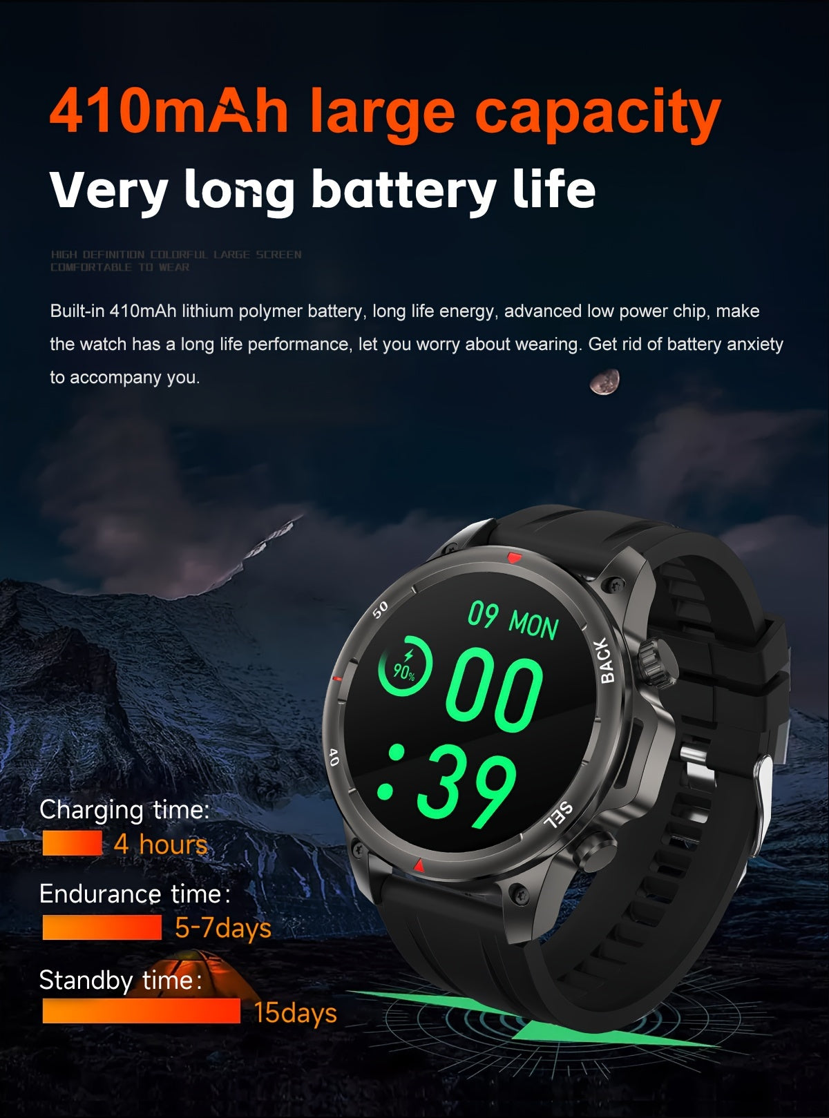 Fanwear Men'S Smart Watch : LED Lighting, Answer/Make Calls, Outdoor Sports Watch, Fitness Tracker, , 100+ Sports Modes, Pedometer, Call Feature, With Flashlight Smart Watch For Men & More - Compatible With IPhon & Android!