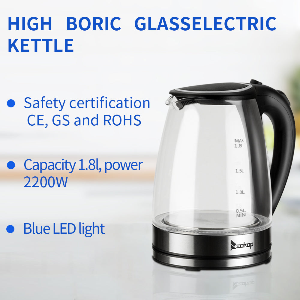 1.8L Electric Glass Kettle UK Plug