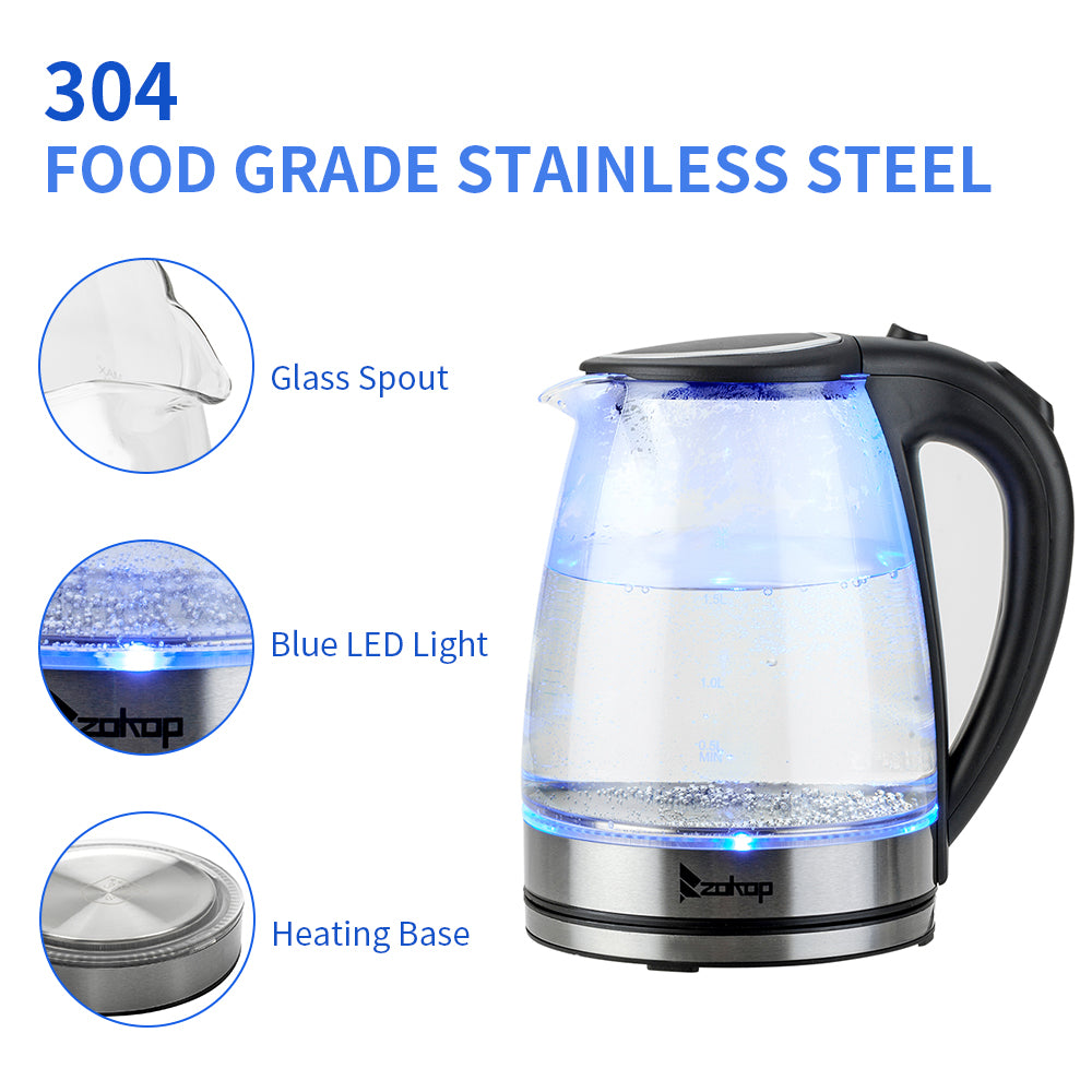 1.8L Electric Glass Kettle UK Plug