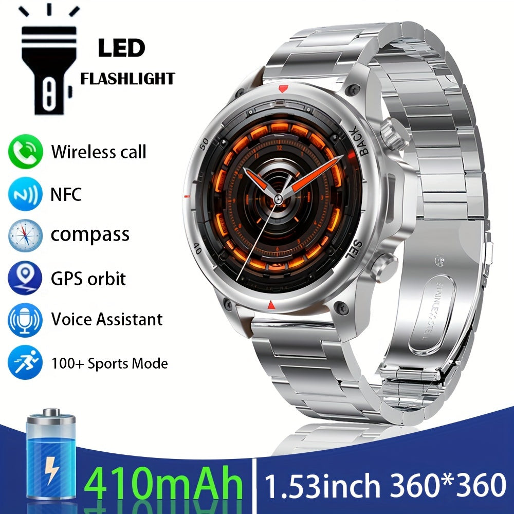 Fanwear Men'S Smart Watch : LED Lighting, Answer/Make Calls, Outdoor Sports Watch, Fitness Tracker, , 100+ Sports Modes, Pedometer, Call Feature, With Flashlight Smart Watch For Men & More - Compatible With IPhon & Android!