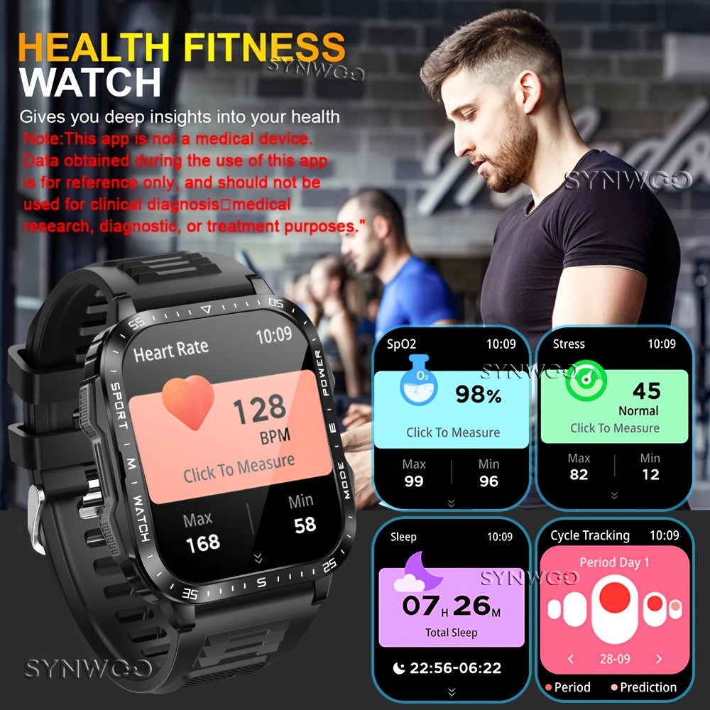 Smartwatch for Men/Women - 4.98cm Touch Screen,, LED Flashlight, UV Light, Wireless Calling, 430mAh Rechargeable Battery, Silicone Band, Fitness & Activity Tracker with Multiple Sports Modes, Game, Weather, Calculator