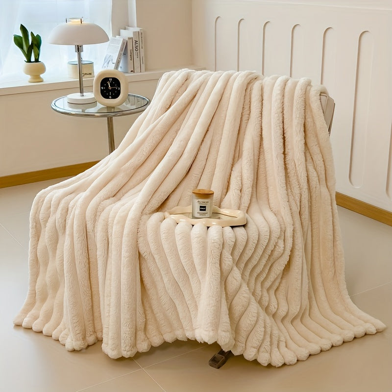 Luxurious Faux Rabbit Fur Throw Blanket - Soft, Warm & Cozy for Couch, Bed, Office, and Travel - Versatile All-Season Gift, Christmas present