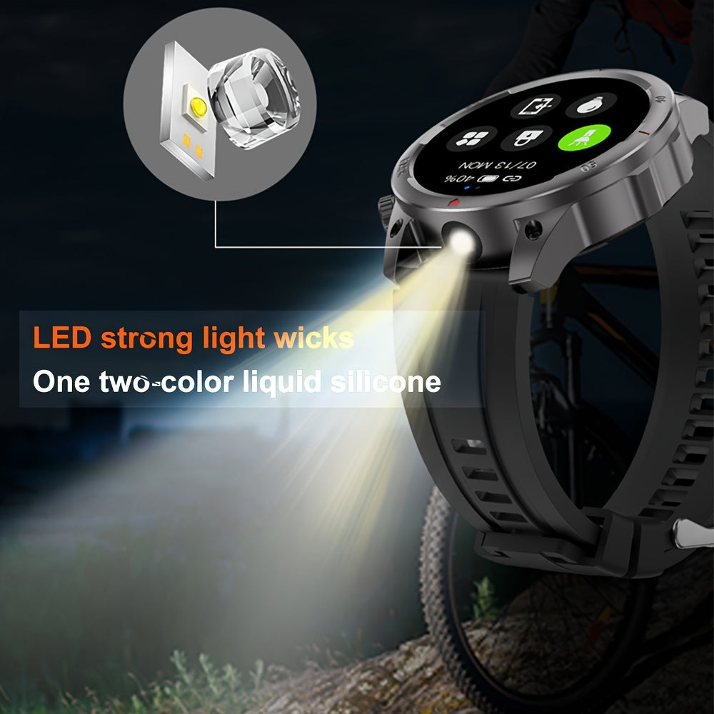 Fanwear Men'S Smart Watch : LED Lighting, Answer/Make Calls, Outdoor Sports Watch, Fitness Tracker, , 100+ Sports Modes, Pedometer, Call Feature, With Flashlight Smart Watch For Men & More - Compatible With IPhon & Android!