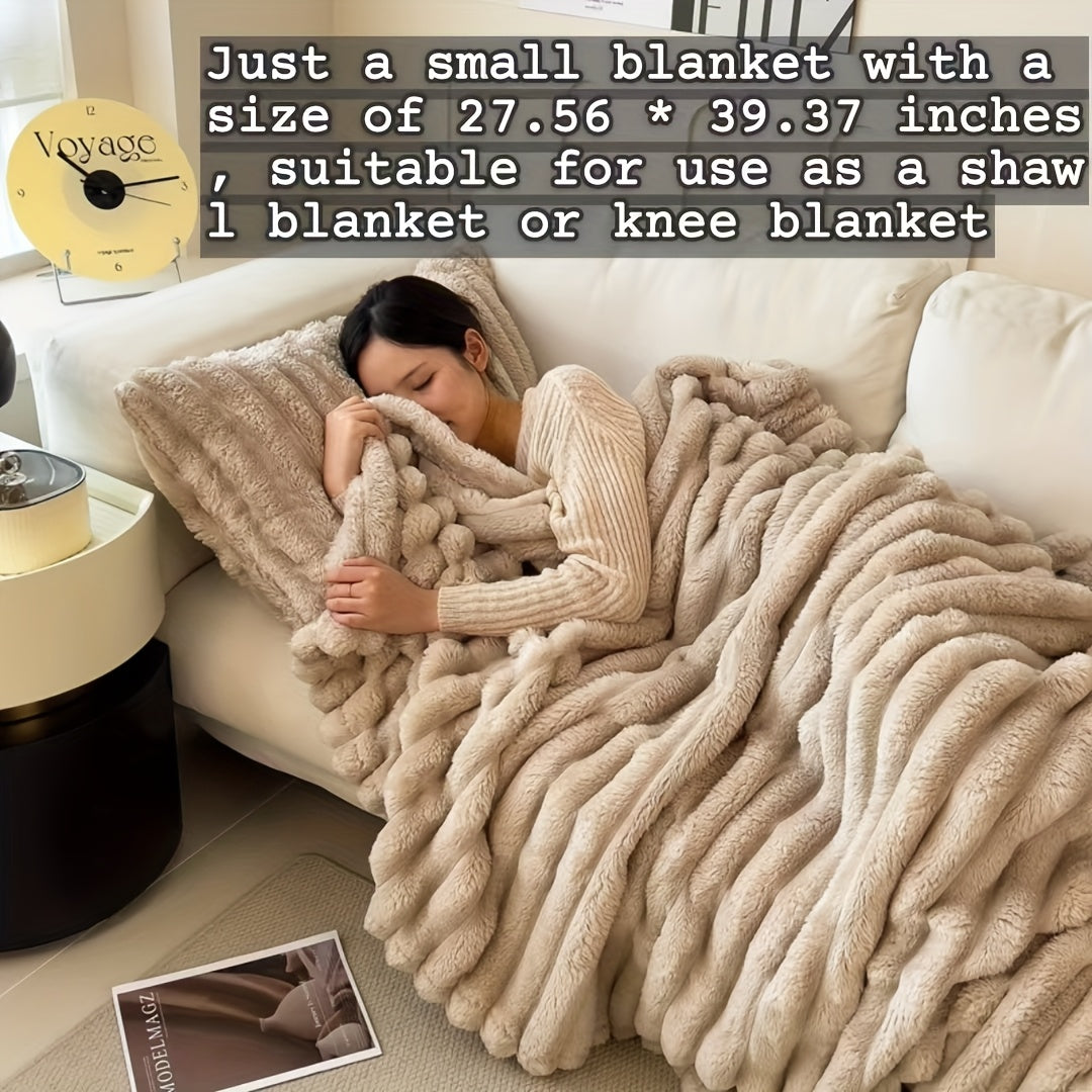 Luxurious Faux Rabbit Fur Throw Blanket - Soft, Warm & Cozy for Couch, Bed, Office, and Travel - Versatile All-Season Gift, Christmas present