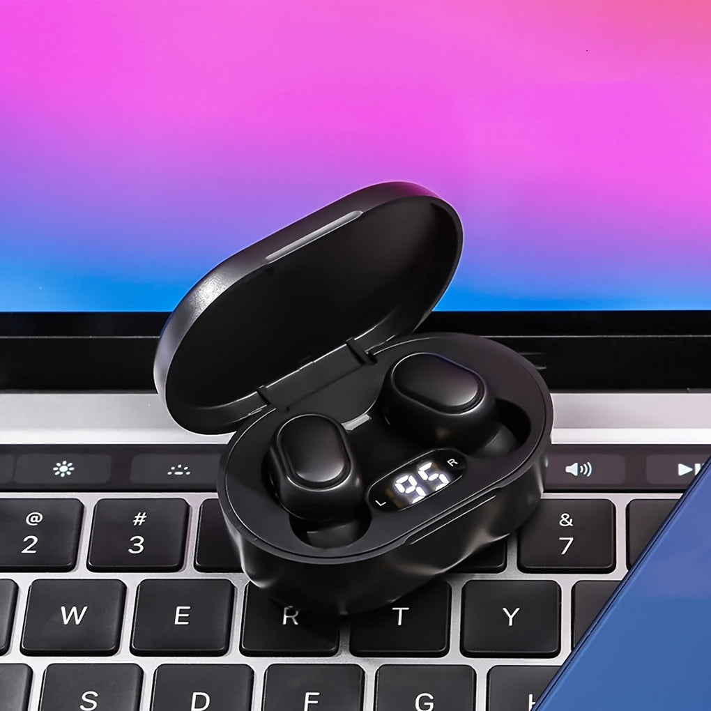 Button-controlled wireless in-ear headphones with LED power display, long battery life, low-latency wireless earbuds, suitable for daily use, commuting, sports, etc., compatible with multiple devices, the first choice for per