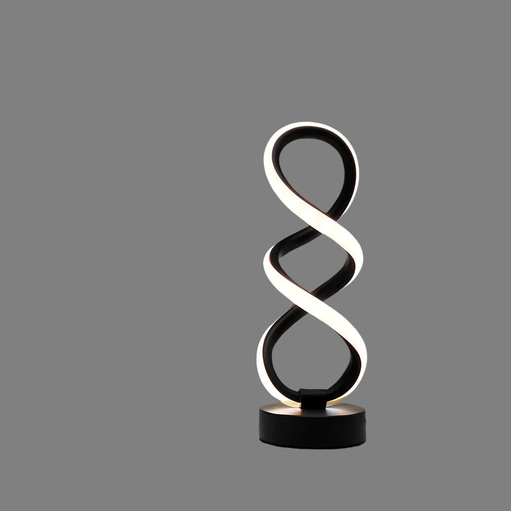 Polished Metal Unique Spiral LED Desk Lamp - Adjustable, USB Powered with Button Control - Perfect for Home Office Decor, Available in Black/White