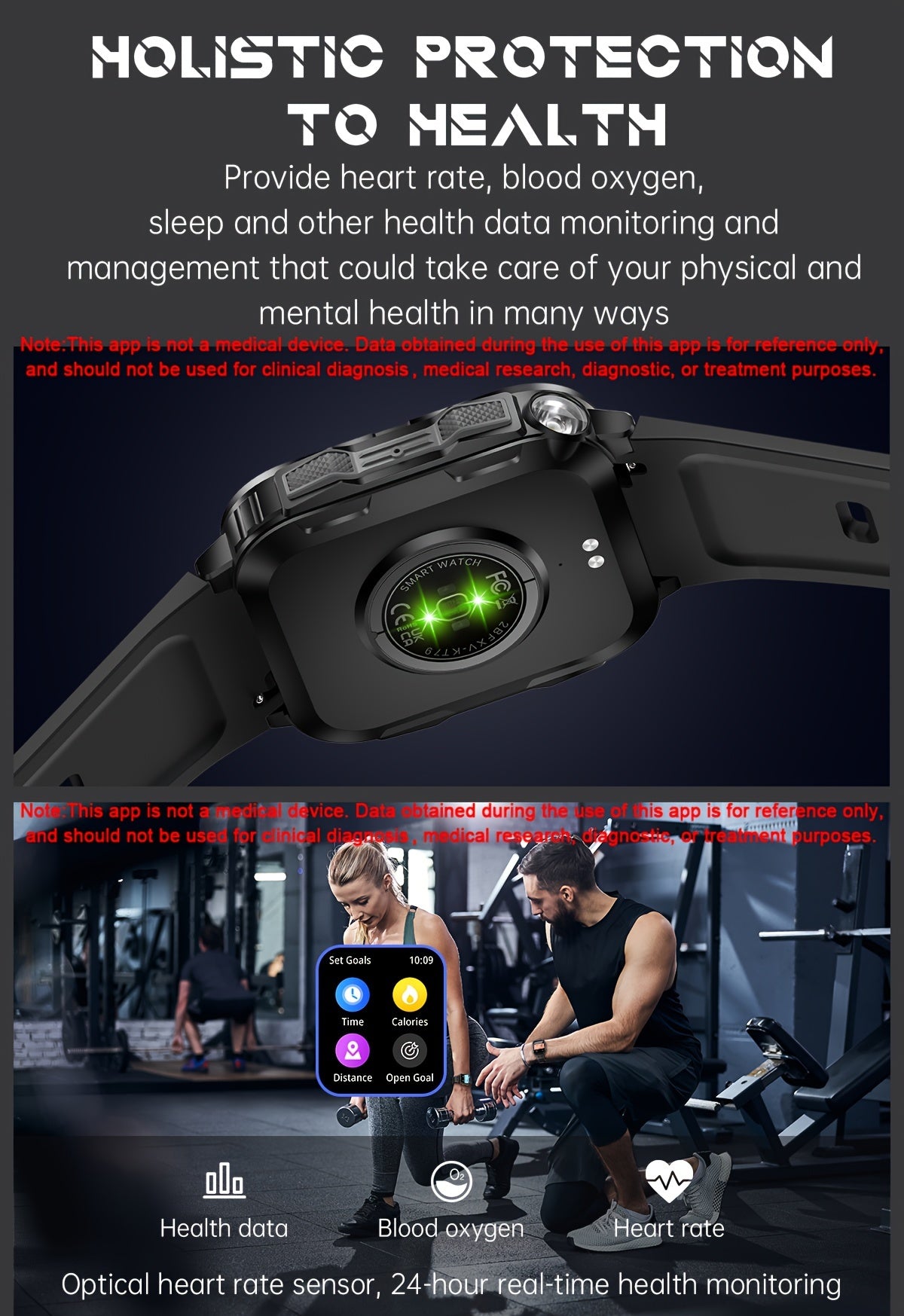 Smartwatch for Men/Women - 4.98cm Touch Screen,, LED Flashlight, UV Light, Wireless Calling, 430mAh Rechargeable Battery, Silicone Band, Fitness & Activity Tracker with Multiple Sports Modes, Game, Weather, Calculator