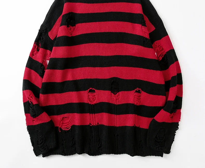 Destroyed Ripped Sweater Women Pullover Hole Knit Jumpers Oversized Sweatshirt Harajuku Long Sleeve Tops