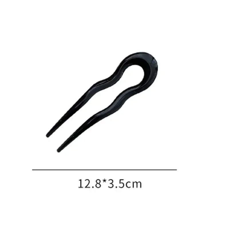 U-Shaped Hair Fork Fashion Retro Style Acetate Acrylic Hairpin Geometric Design Head Wear Sticks Women Girls Hair Accessories