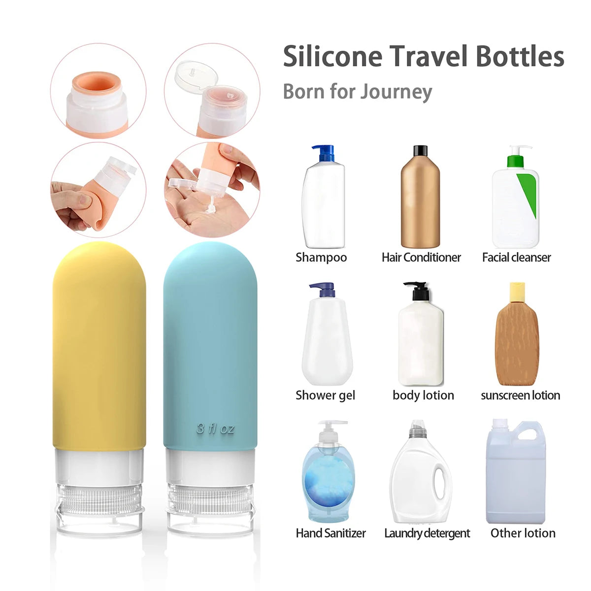 17 Pack Leak Proof Travel Bottle Set Made Of Silicone - TSA-Approved Containers For Toiletries And Conditioner