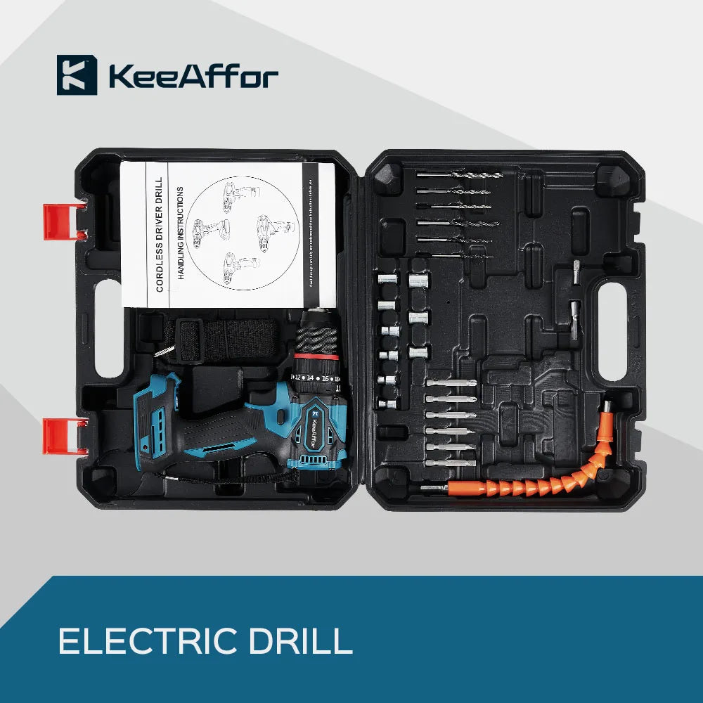 K1200W 450NM Torque Brushless Electric Impact Drill 20Gears Electric Screwdriver Cordless Tools For Makita 18v Battery