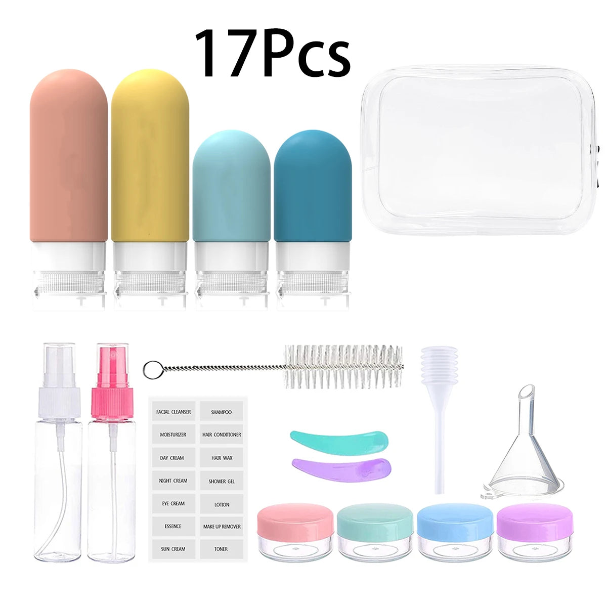 17 Pack Leak Proof Travel Bottle Set Made Of Silicone - TSA-Approved Containers For Toiletries And Conditioner