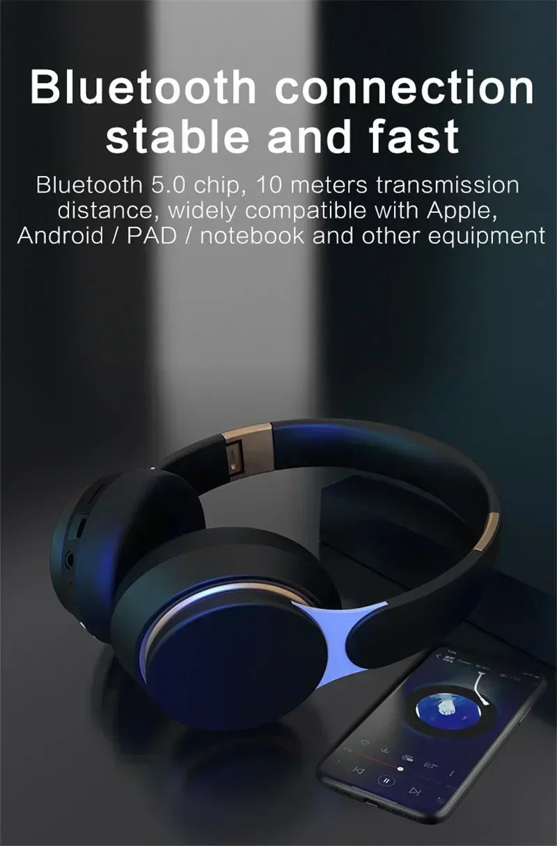 07S Wireless Headphones Foldable Adjustable Stereo Gaming Earphone Bluetooth+TF Play+3.5mm AUX 3 Modes HIFI Heavy Bass Headsets