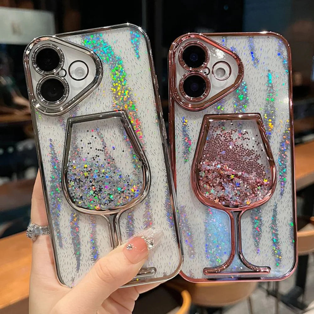 Glitter Quicksand Soft Back Phone Case For iPhone 16 15 14 13 12 Pro Max 16 Plus 11 Luxury Plating Lens Protective Cover Capa