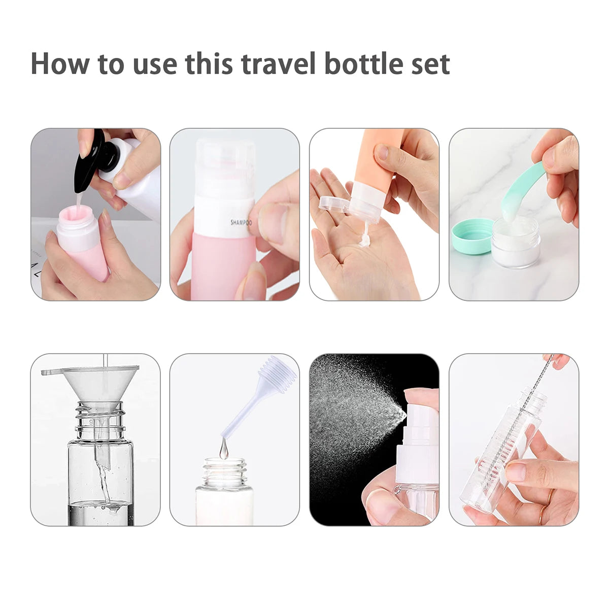 17 Pack Leak Proof Travel Bottle Set Made Of Silicone - TSA-Approved Containers For Toiletries And Conditioner