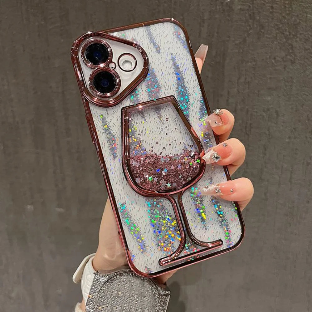 Glitter Quicksand Soft Back Phone Case For iPhone 16 15 14 13 12 Pro Max 16 Plus 11 Luxury Plating Lens Protective Cover Capa