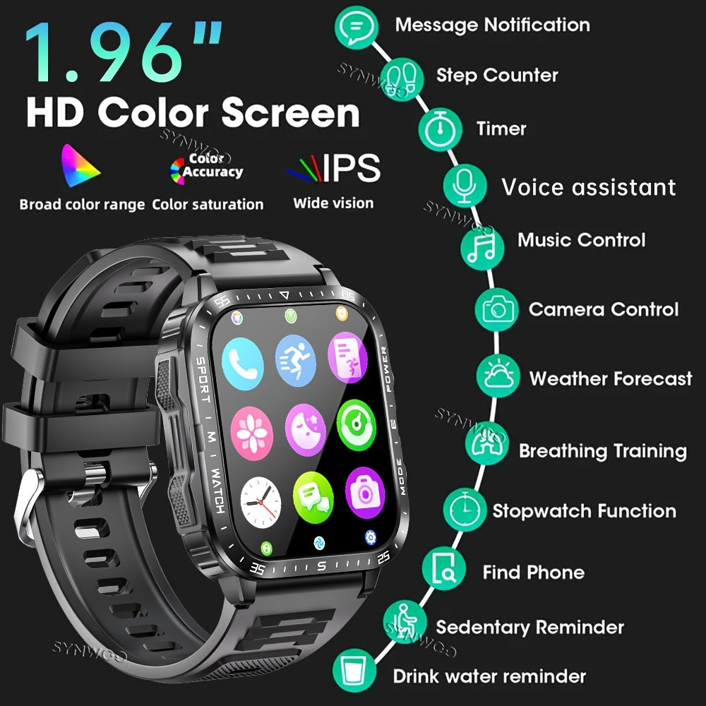 Smartwatch for Men/Women - 4.98cm Touch Screen,, LED Flashlight, UV Light, Wireless Calling, 430mAh Rechargeable Battery, Silicone Band, Fitness & Activity Tracker with Multiple Sports Modes, Game, Weather, Calculator