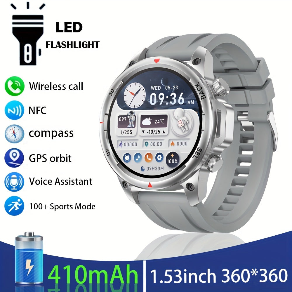 Fanwear Men'S Smart Watch : LED Lighting, Answer/Make Calls, Outdoor Sports Watch, Fitness Tracker, , 100+ Sports Modes, Pedometer, Call Feature, With Flashlight Smart Watch For Men & More - Compatible With IPhon & Android!