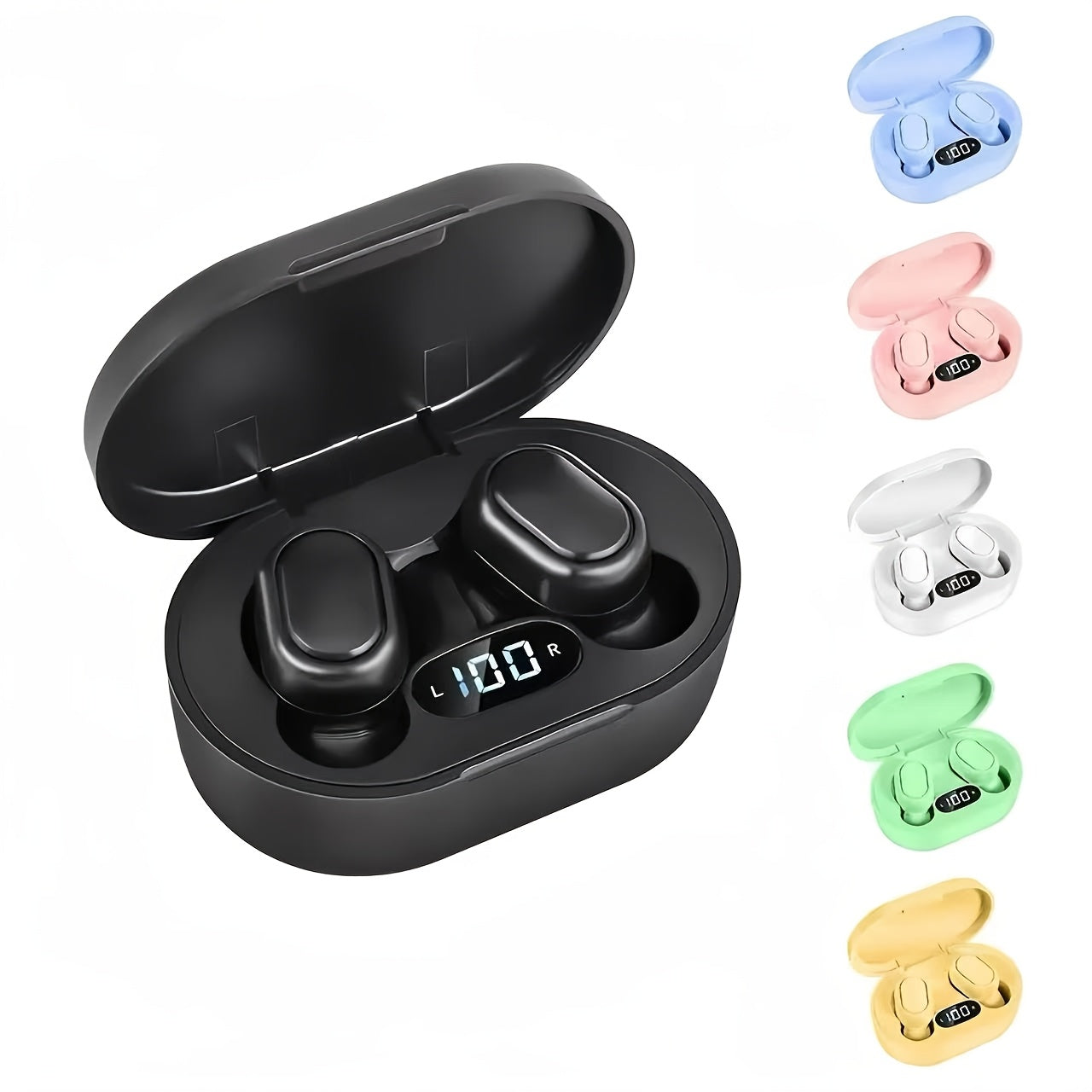 Button-controlled wireless in-ear headphones with LED power display, long battery life, low-latency wireless earbuds, suitable for daily use, commuting, sports, etc., compatible with multiple devices, the first choice for per