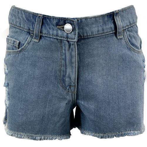 Girls Distressed Ripped Denim Shorts-3