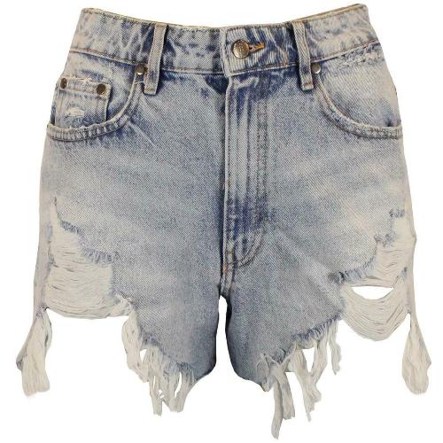 Women's Light Wash ripped Denim Shorts Hot Pants-0