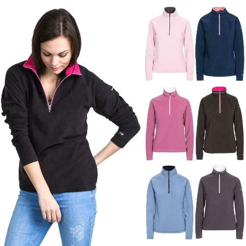 Ladies Trespass Skylar Half Zip Top Fleece Jumper-0