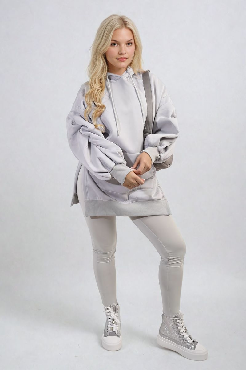 Oversized Hoodie with Side Split and Leggings Co ord Set-4