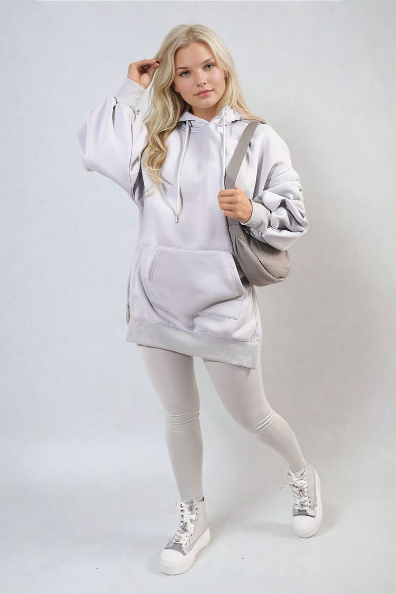 Oversized Hoodie with Side Split and Leggings Co ord Set-5