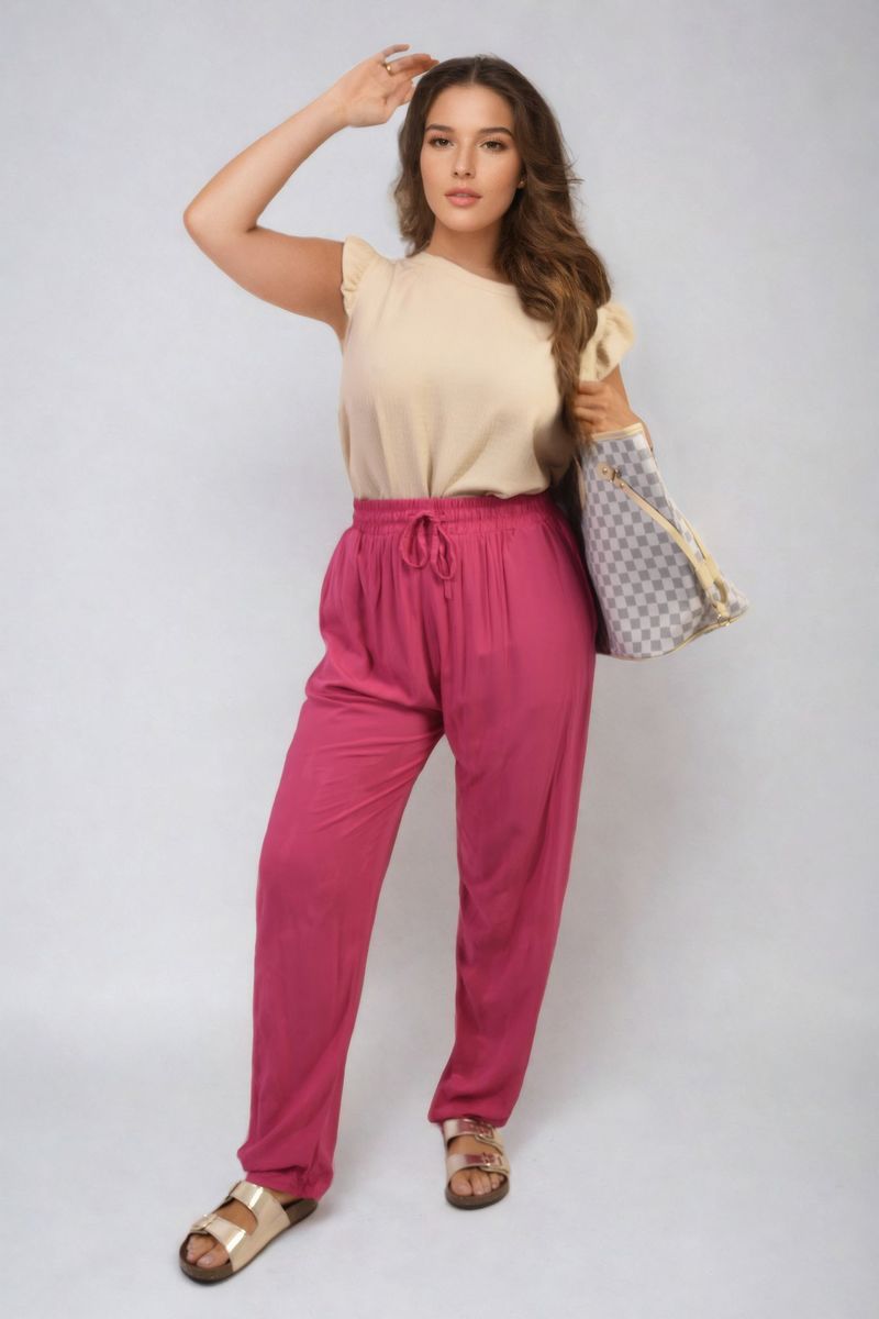 Drawstring High Waist Trouser with Side Pockets-5