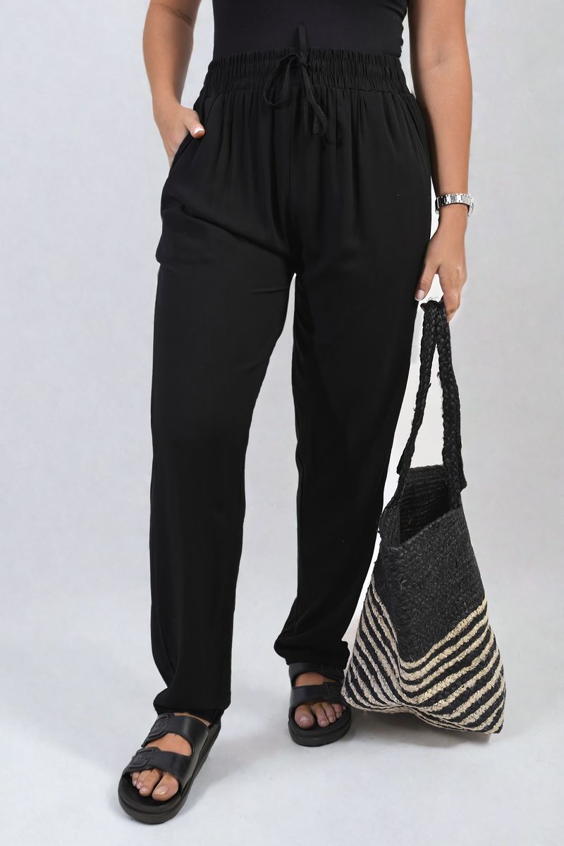 Drawstring High Waist Trouser with Side Pockets-1