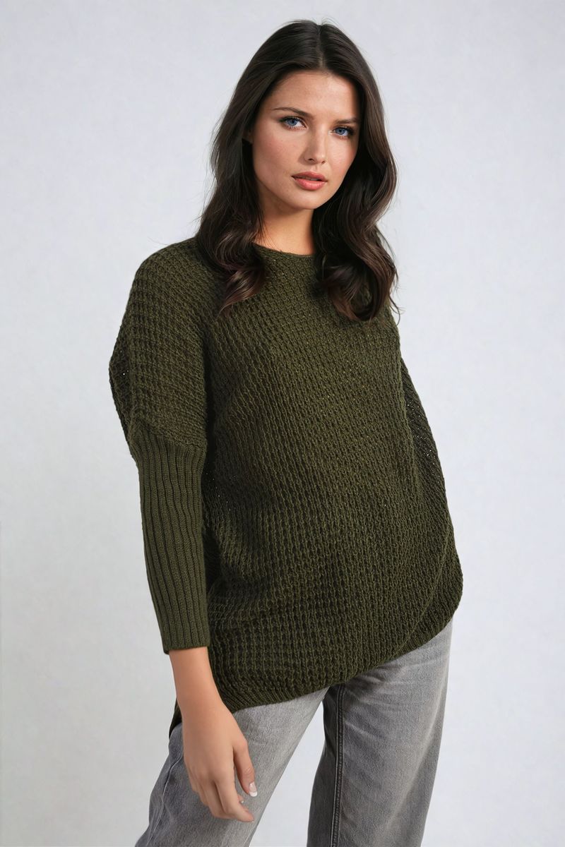 Long Back Knitted Long Sleeve Jumper-9