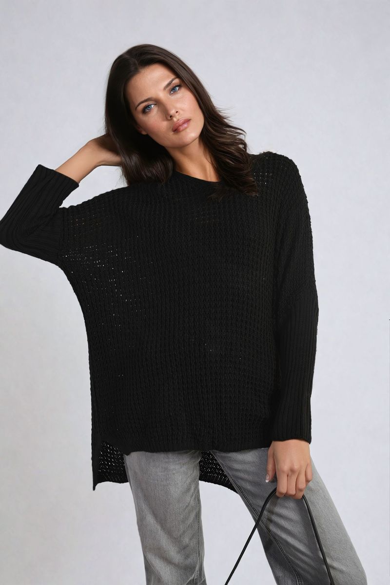 Long Back Knitted Long Sleeve Jumper-8