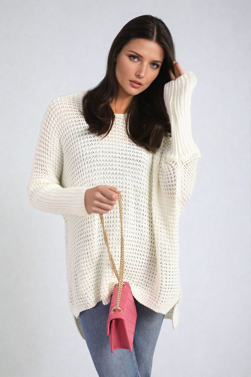 Long Back Knitted Long Sleeve Jumper-2