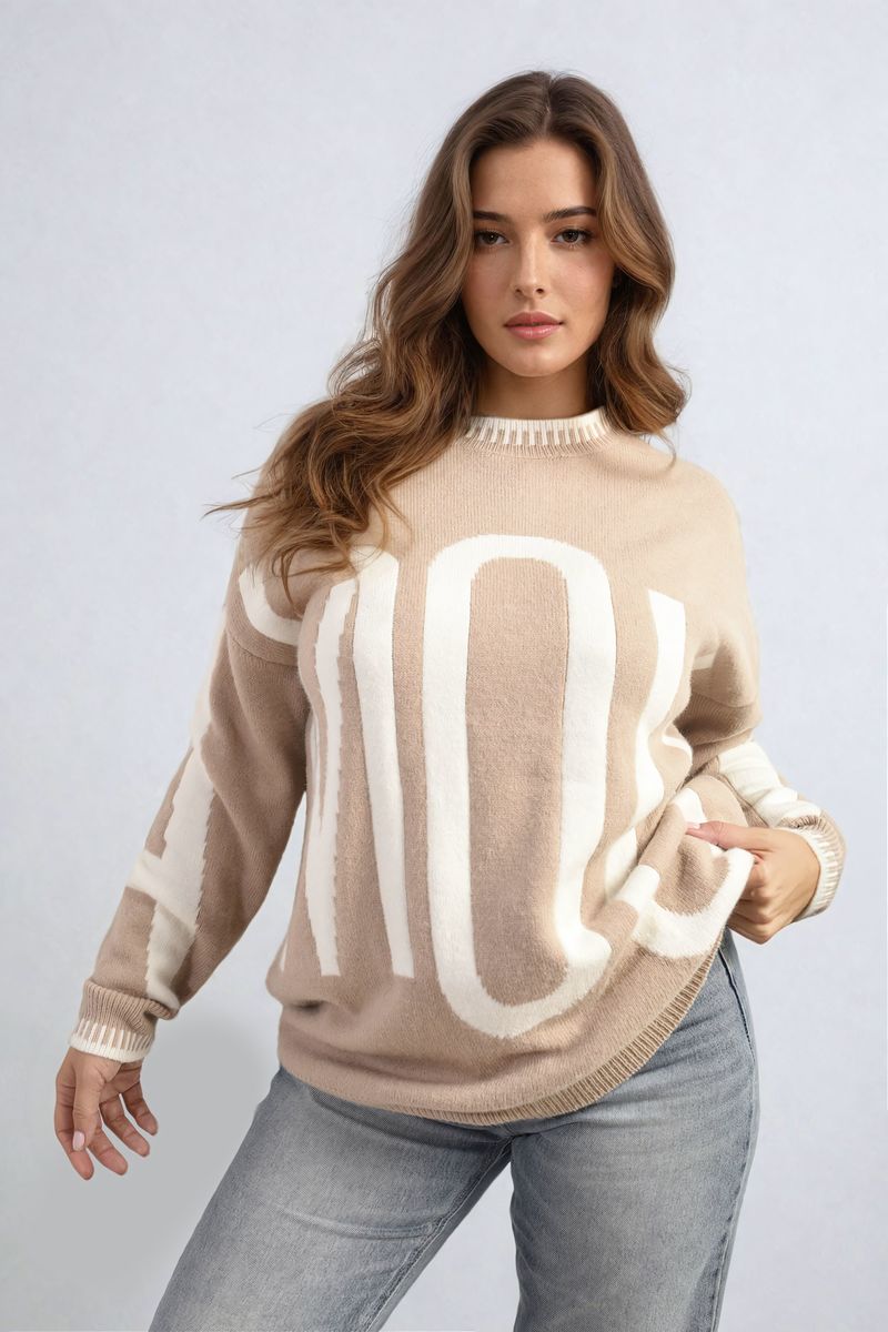 Amour Graphic Long Sleeve Knitted Jumper-4